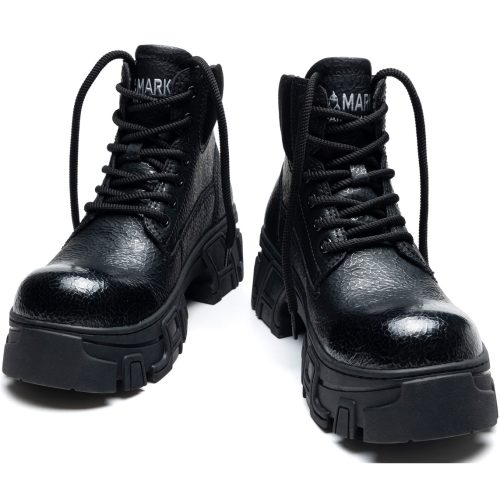 Alternative view of Mens Crackled Leather Boots with Suede Collar and Sculpted Outsole