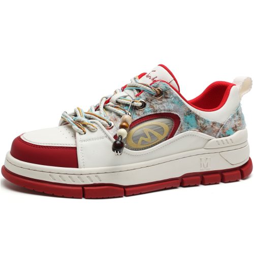 Mens Distressed Fuzzy Casual Sneakers with Bead Accents