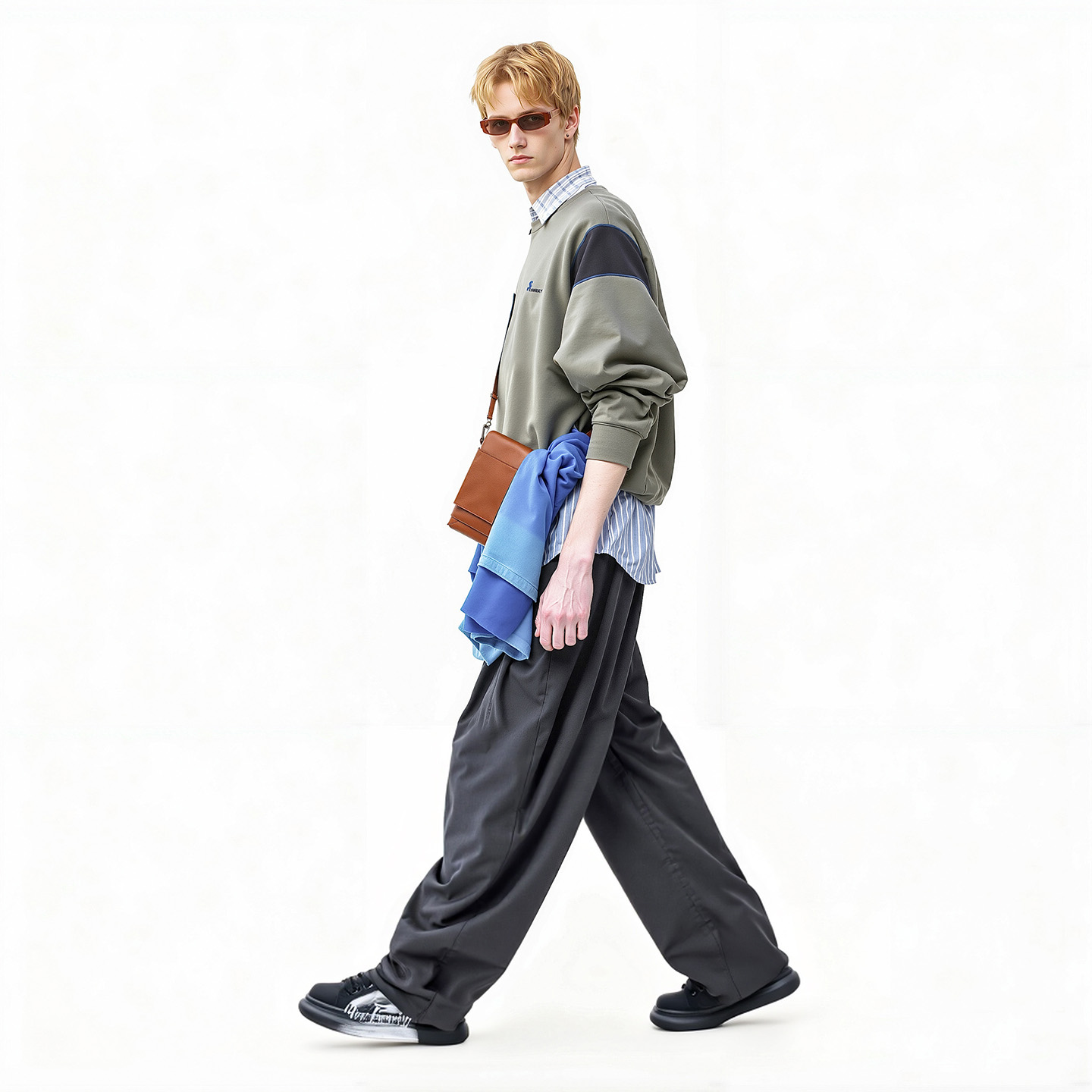 Mens Distressed Platform Skate Shoes with Graffiti Print - Image 6