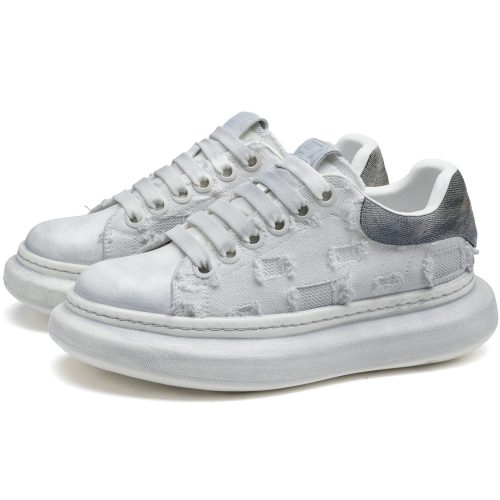 Alternative view of Mens Distressed Ripped Thick Sole Mesh Skate Shoes