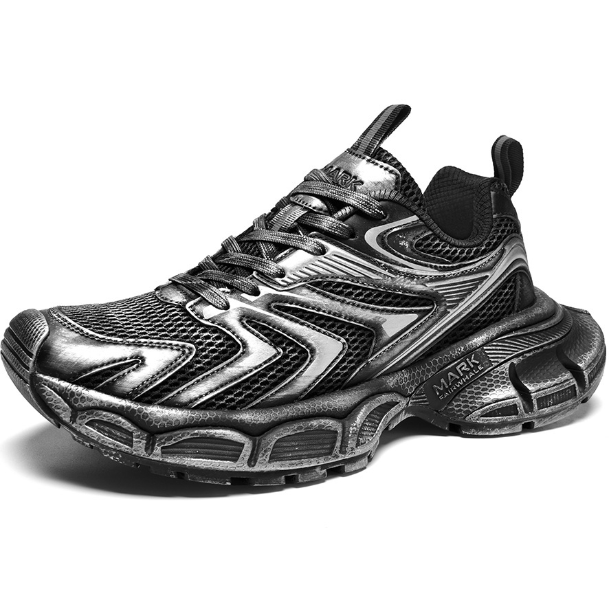 Mens Distressed Vintage Aged Stripes Chunky Sole Breathable Sneakers - Image 3