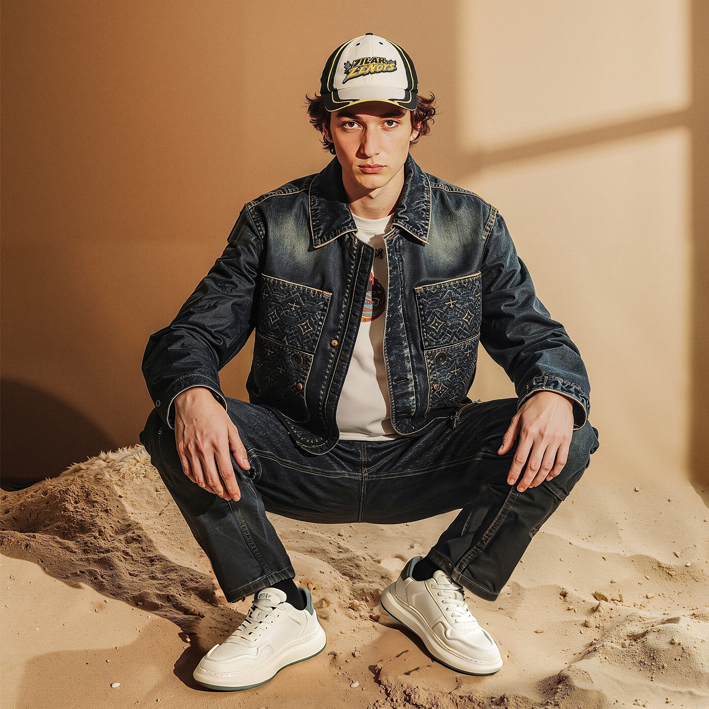 Mens Embossed Soft Leather Breathable Platform Skate Shoes - Image 4