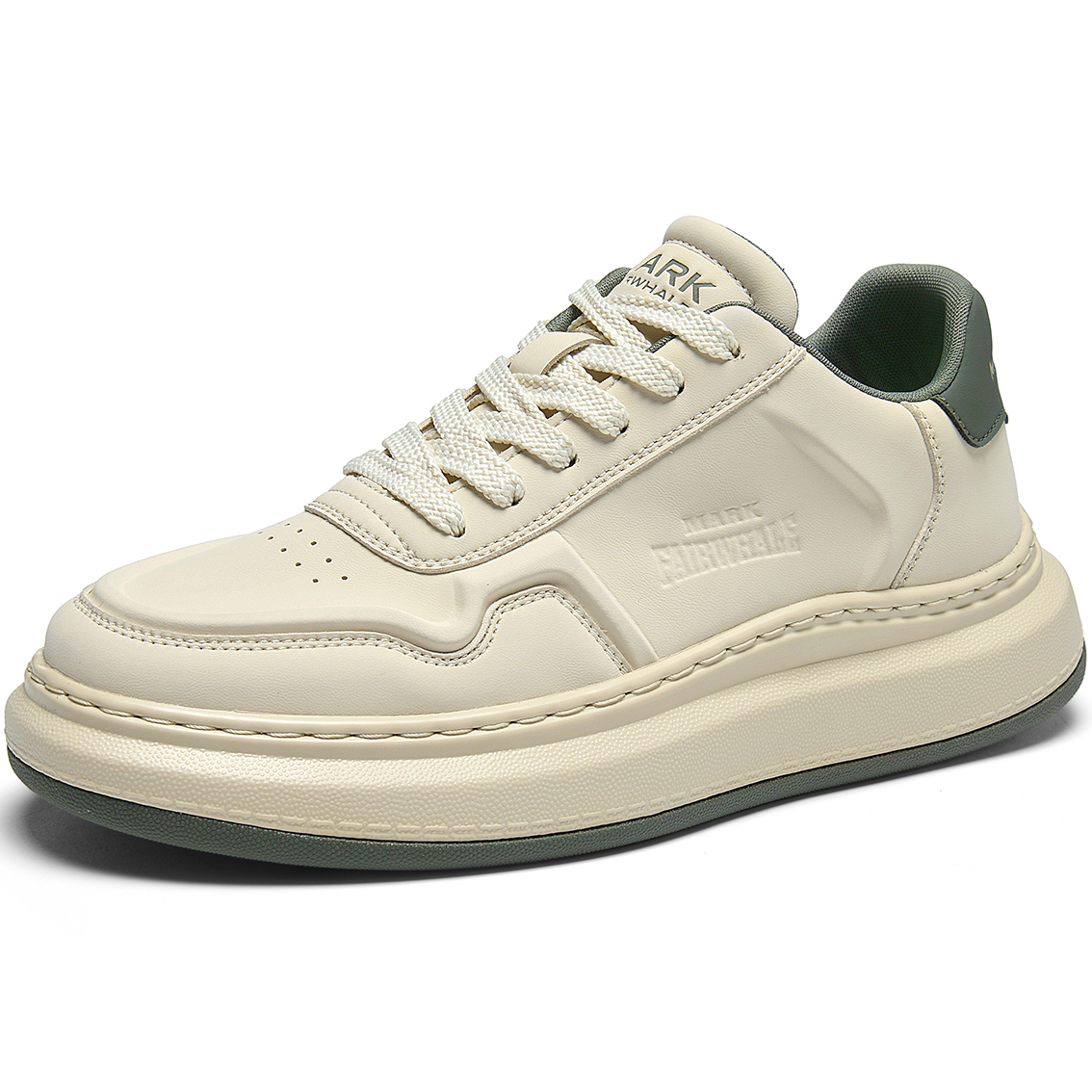 Mens Embossed Soft Leather Breathable Platform Skate Shoes