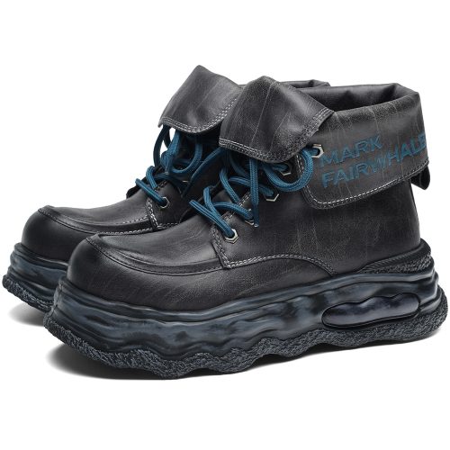 Alternative view of Mens Fold Down Leather Platform Casual Shoes with Wavy Outsole