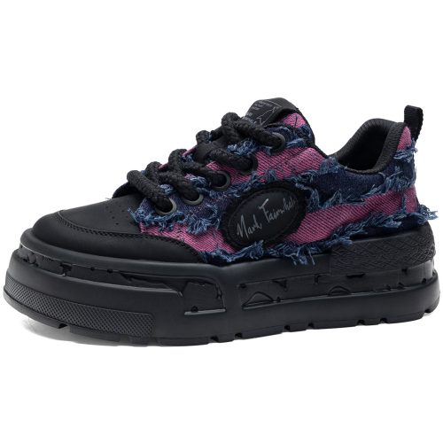 Mens Frayed Edge Patchwork Chunky Sneakers