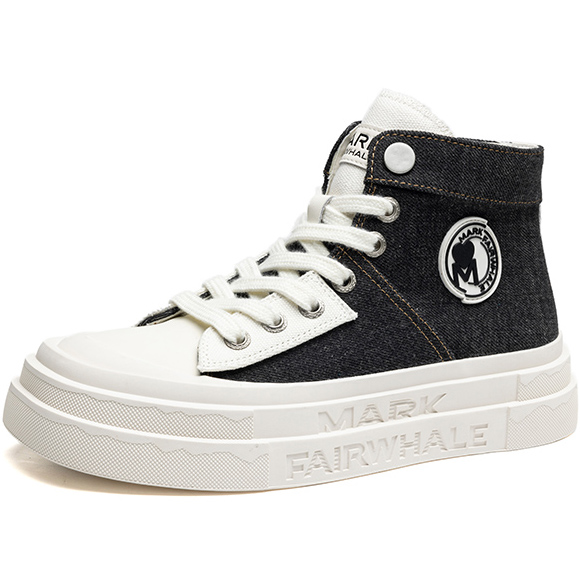 Mens High Top Colorblock Platform Canvas Shoes with Side Zipper - Image 2