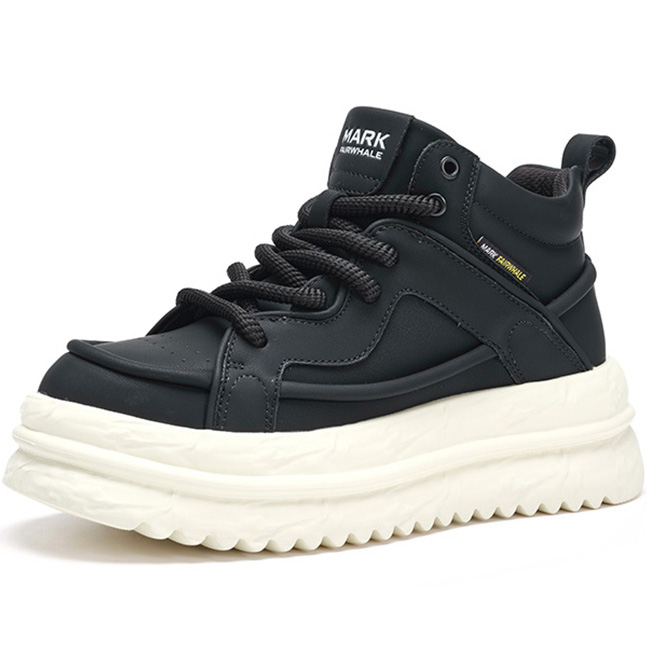 Mens High Top Leather Platform Casual Skate Shoes - Image 2