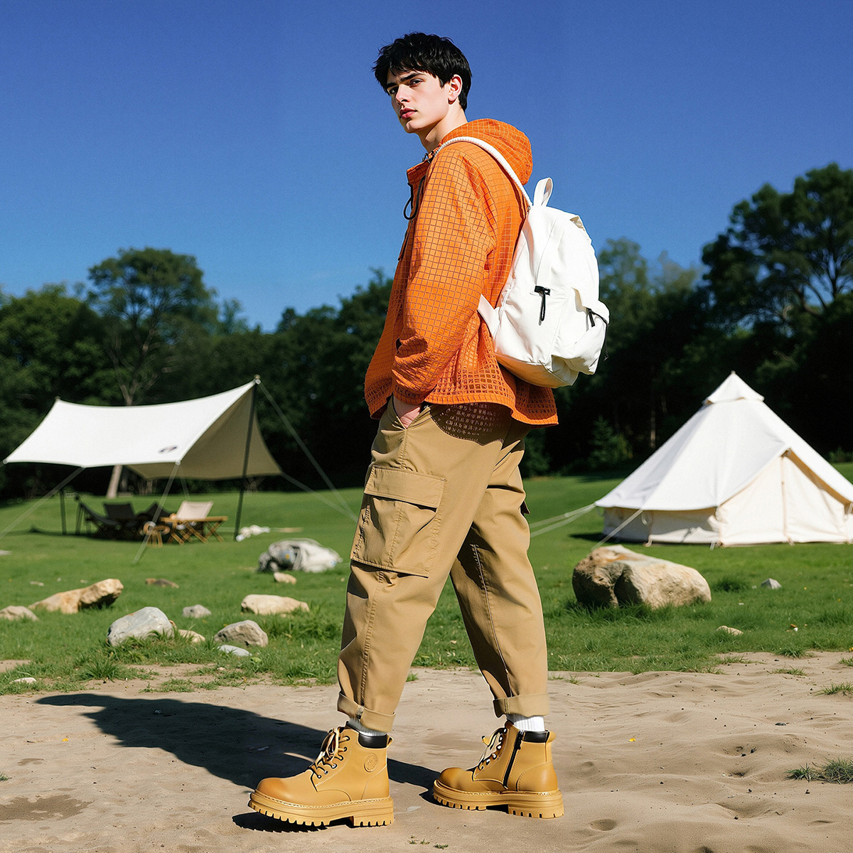 Mens High Top Waterproof Leather Doc Martens Boots with Lace Up - Image 3