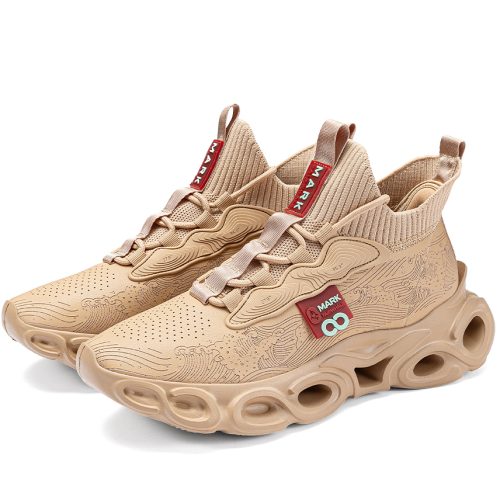 Alternative view of Mens Hollow Thick Sole Knit Collar Sneakers with Wave Texture