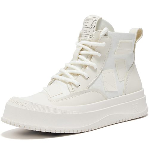 Mens Irregular Shaped Patch High Top Canvas Fashion Shoes