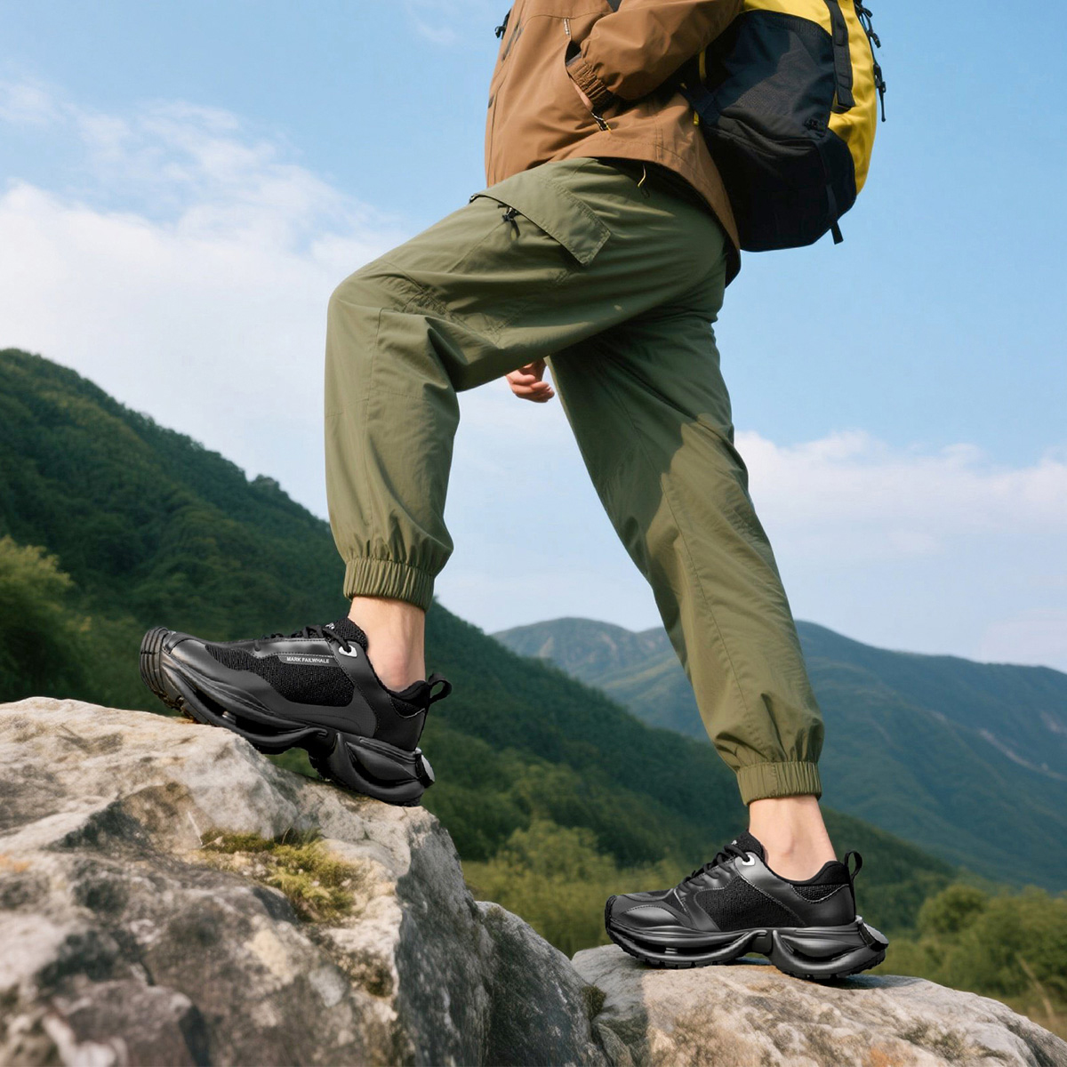 Mens Irregularly Spliced Mesh Sneakers with Chunky Cutout Sole - Image 15