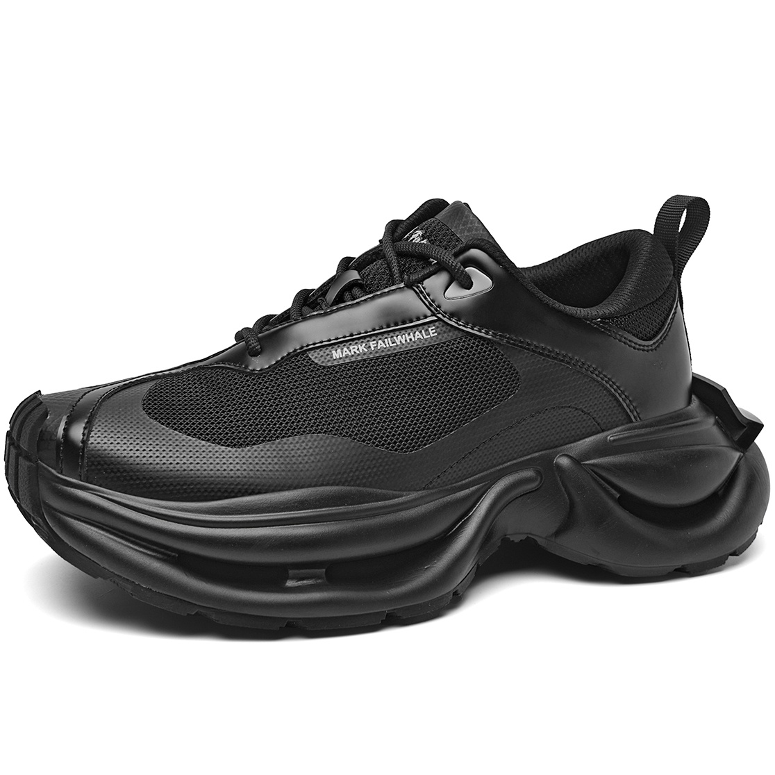 Mens Irregularly Spliced Mesh Sneakers with Chunky Cutout Sole - Image 3