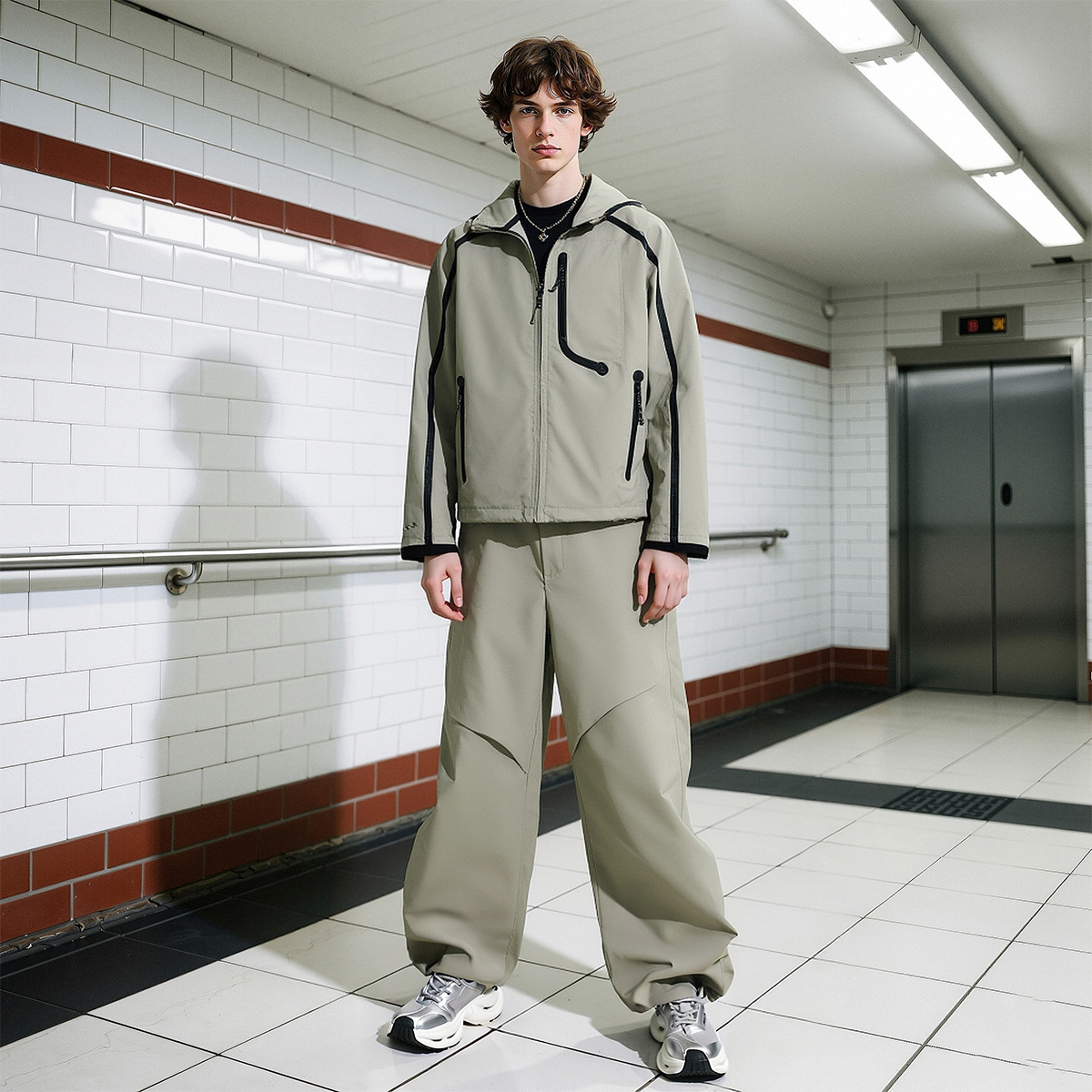 Mens Irregularly Spliced Mesh Sneakers with Chunky Cutout Sole - Image 7