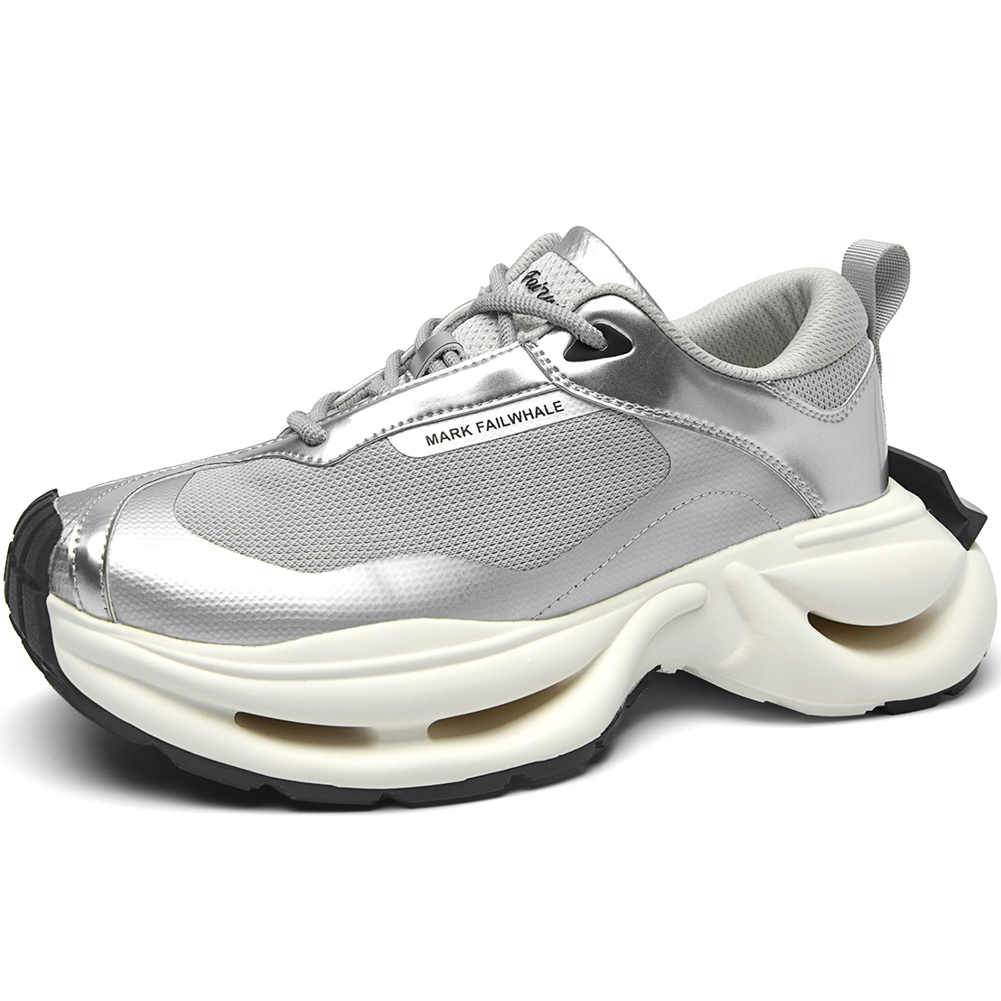Mens Irregularly Spliced Mesh Sneakers with Chunky Cutout Sole - Image 2