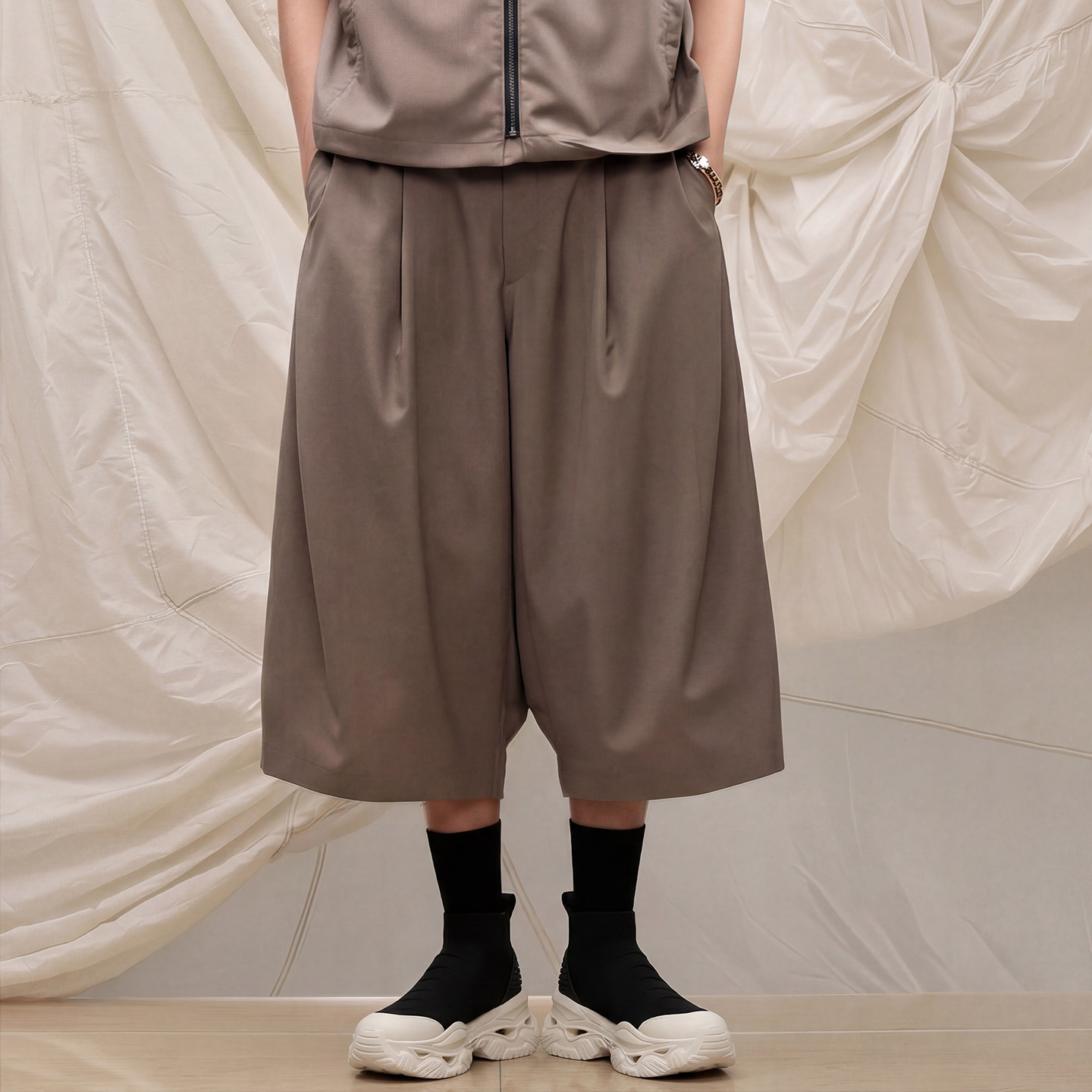 Mens Knit Sock Style High Top Dad Sneakers with Chunky Hollow Out Sole - Image 4