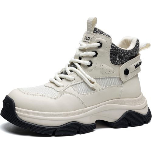 Mens Lace Up Color Block Leather Boots with Heel Pull Tab