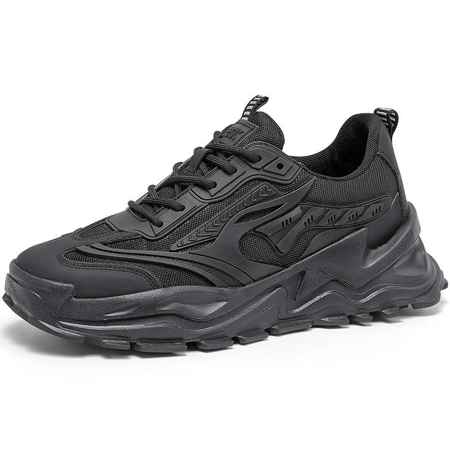 Mens Lace Up Mesh Wave Sole Chunky Platform Dad Sneakers - Image 2