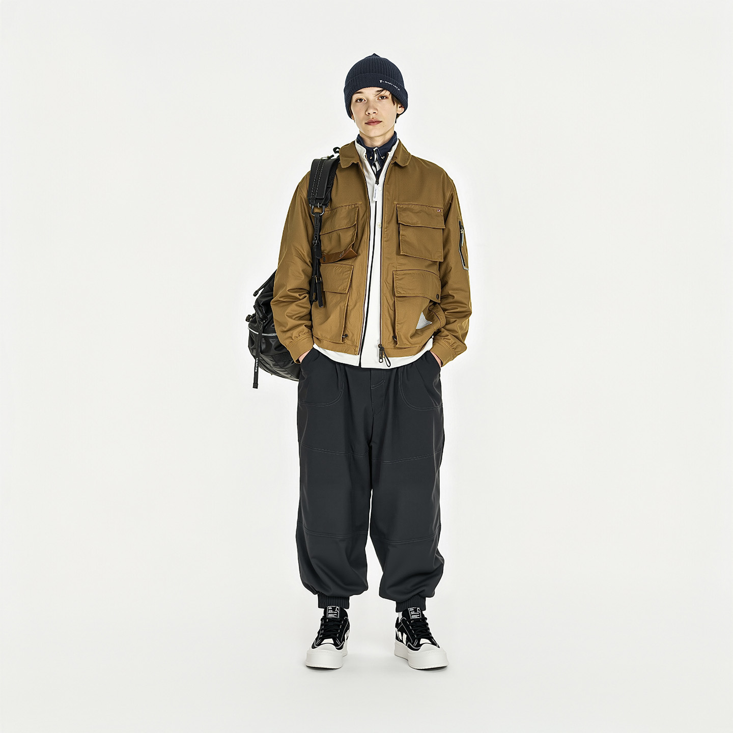 Mens Leather Canvas Stylish Geometric Patchwork Round Toe Platform Skate Shoes - Image 2