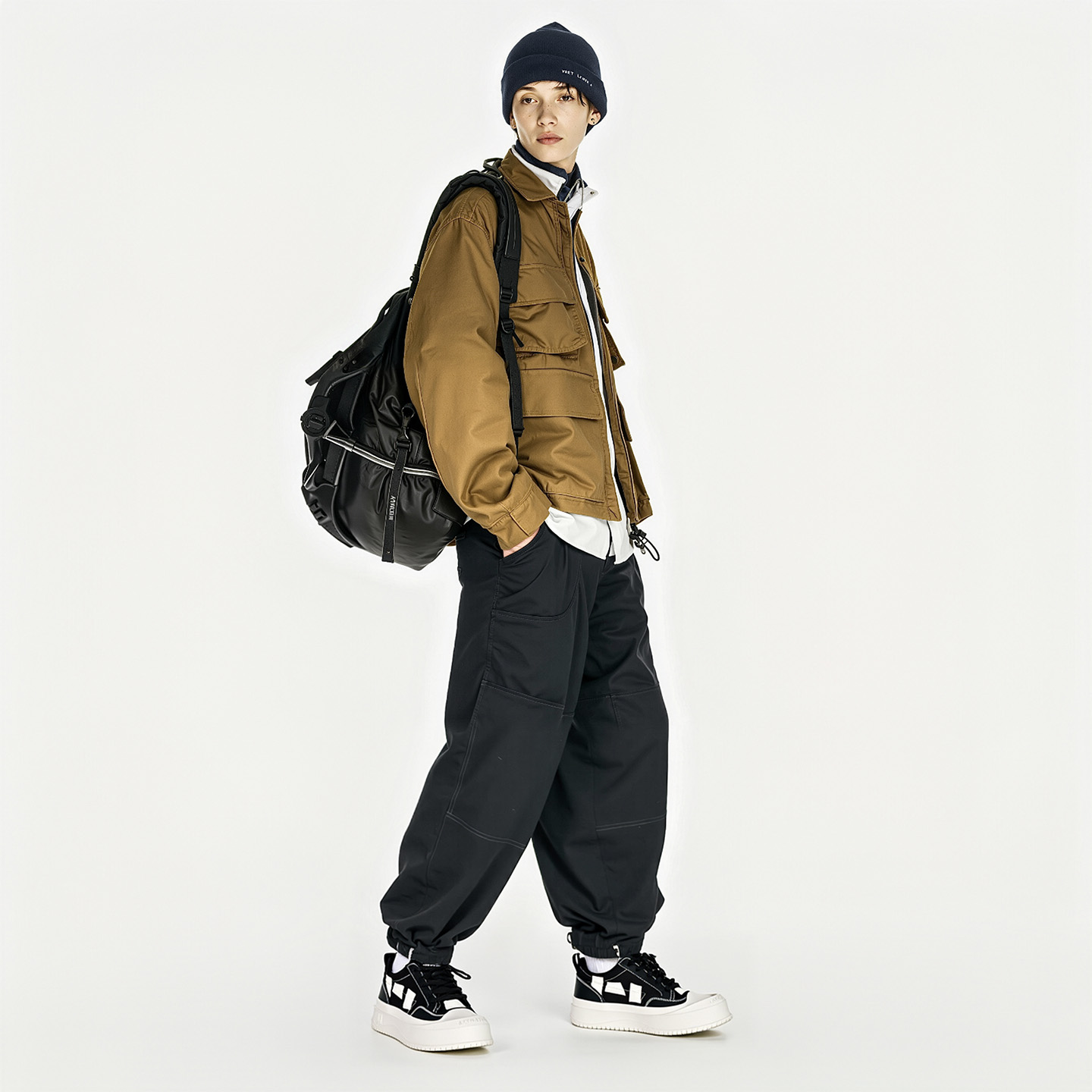 Mens Leather Canvas Stylish Geometric Patchwork Round Toe Platform Skate Shoes - Image 3