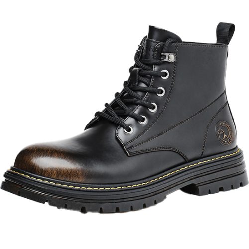 Mens Black Waterproof  Jadon Leather Platform Lace Up Doc Martens Boots