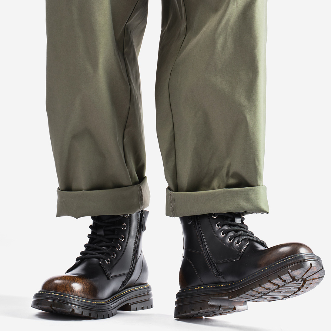 Mens Black Waterproof Jadon Leather Platform Lace Up Doc Martens Boots - Image 4