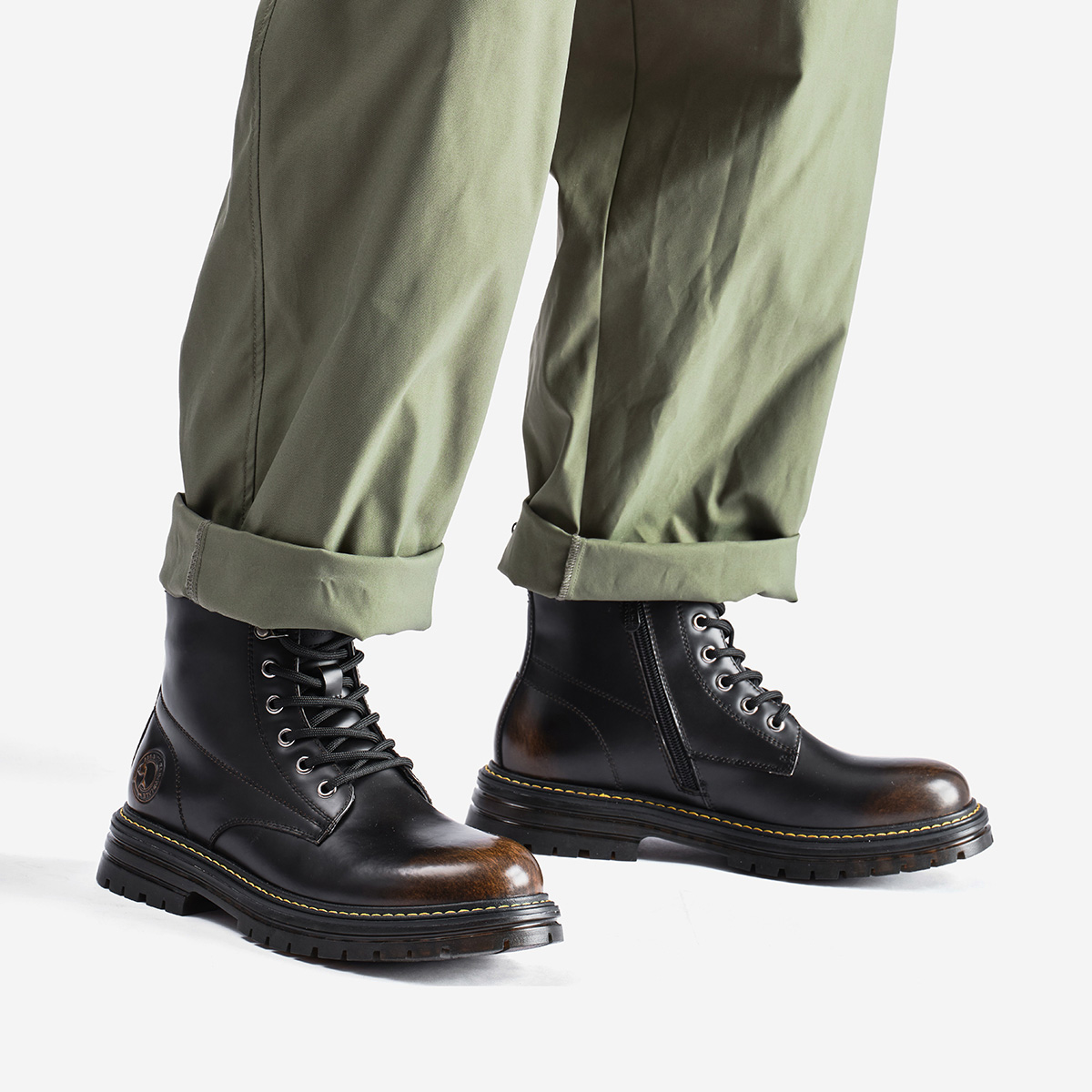 Mens Black Waterproof Jadon Leather Platform Lace Up Doc Martens Boots - Image 2