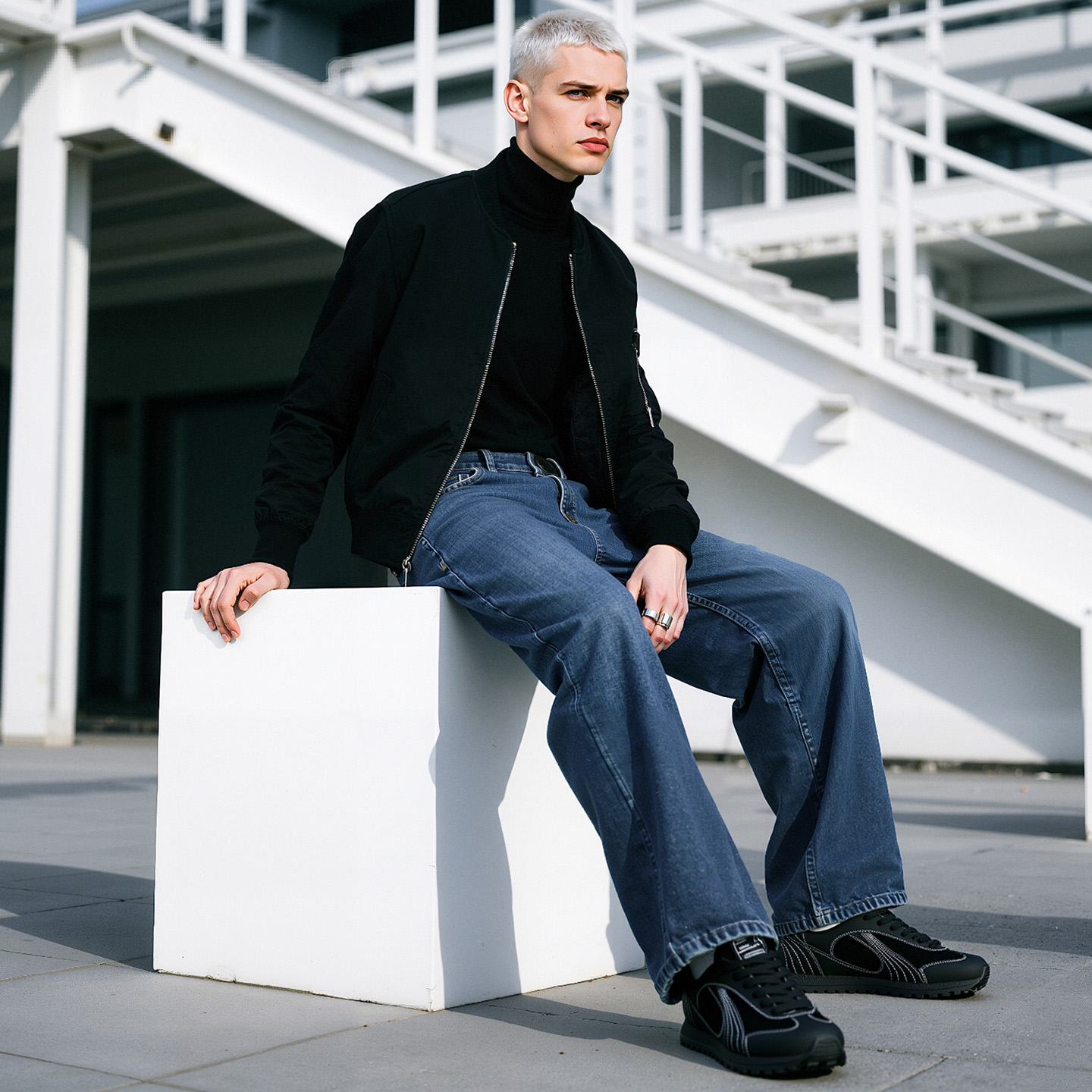 Mens Leather Suede Paneled Casual Trainer with Serrated Sole - Image 6