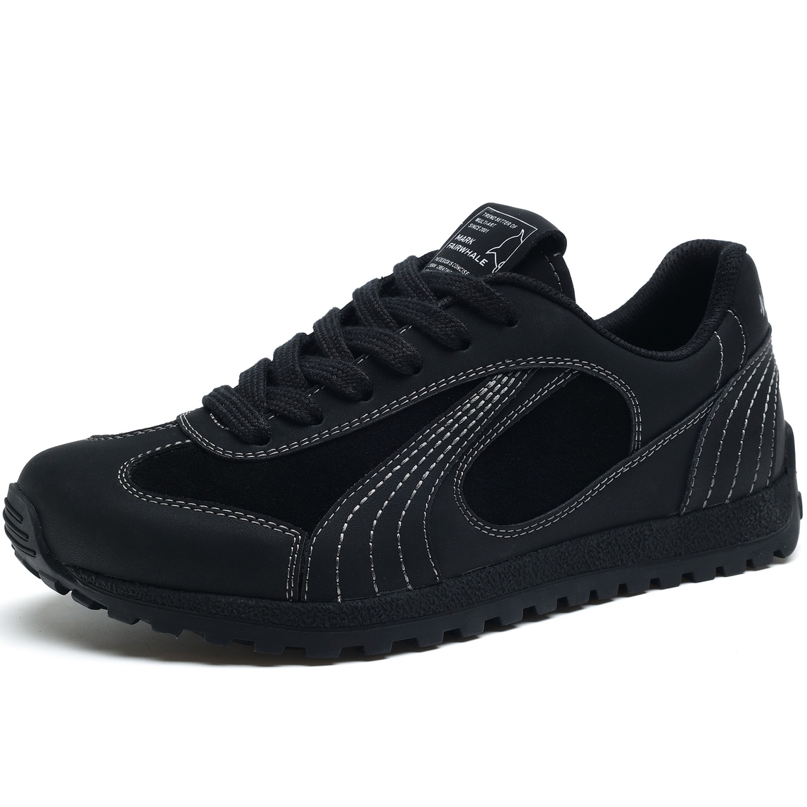 Mens Leather Suede Paneled Casual Trainer with Serrated Sole - Image 2