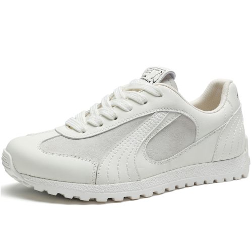 Mens Leather Suede Paneled Casual Trainer with Serrated Sole