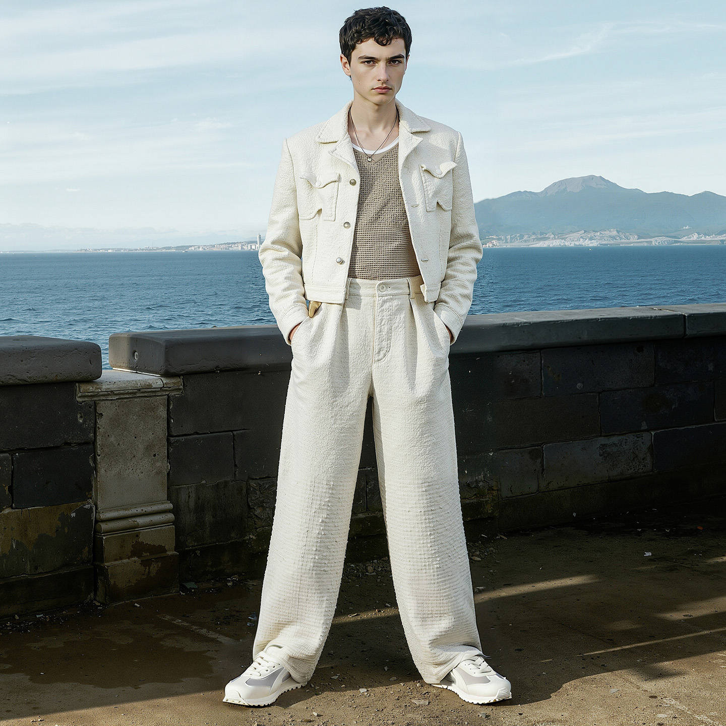 Mens Leather Suede Paneled Casual Trainer with Serrated Sole - Image 5