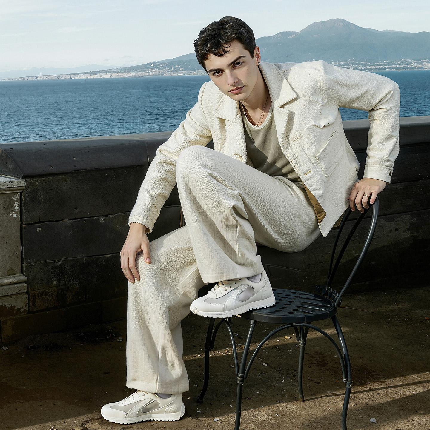 Mens Leather Suede Paneled Casual Trainer with Serrated Sole - Image 4