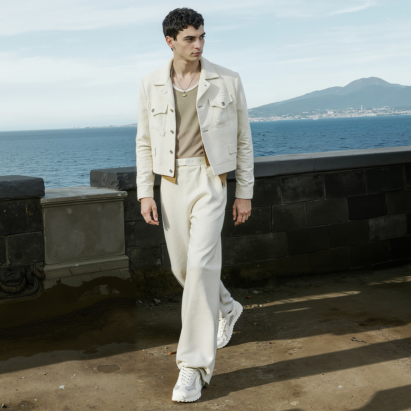 Mens Leather Suede Paneled Casual Trainer with Serrated Sole - Image 3