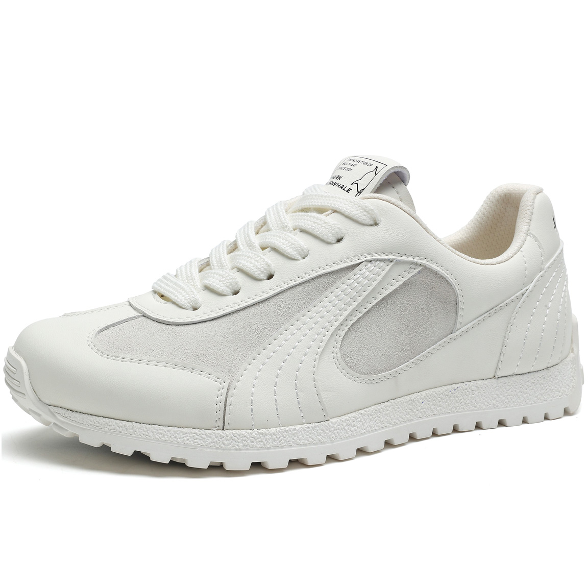 Mens Leather Suede Paneled Casual Trainer with Serrated Sole