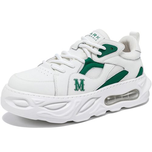 Mens Low Top Colorblock Breathable Wave Contoured Platform Sneakers with Air Cushion