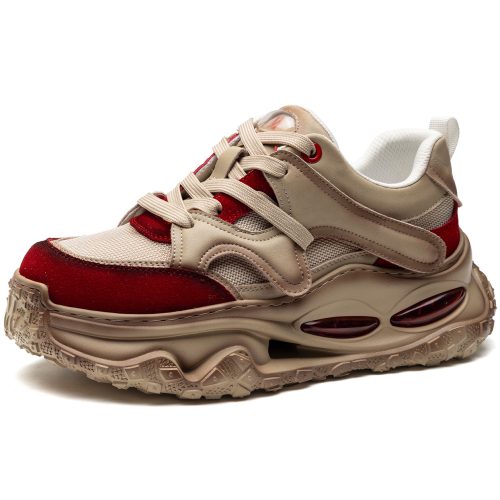 Mens M Logo Air Cushion Distressed Sole Mesh Panels Chunky Sneakers