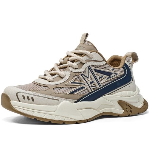 Mens M Pattern Overlays Colorblock Platform Sneakers with Sculpting Outsole