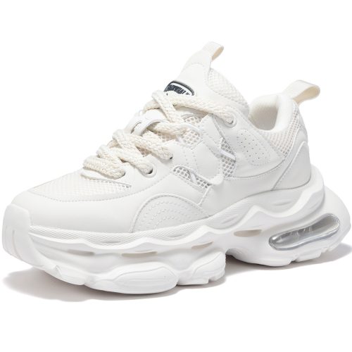 Mens Minimalist Mesh Platform Sneakers with Air Cushion Wave Sole