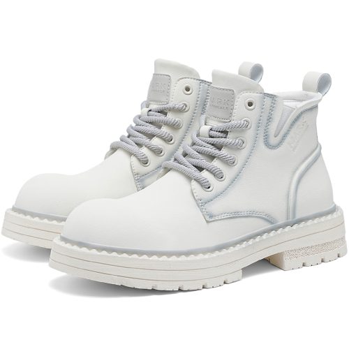 Alternative view of Mens Minimalist White Doc Marten Boots with Textured Ribbed Sole