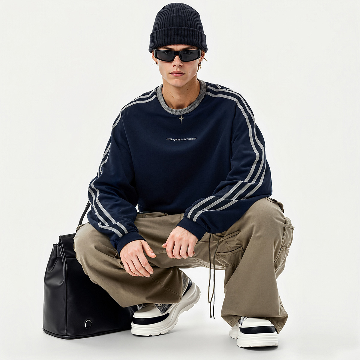 Mens Multi Tone Blend Glitter Knit Platform Sneakers - Image 3