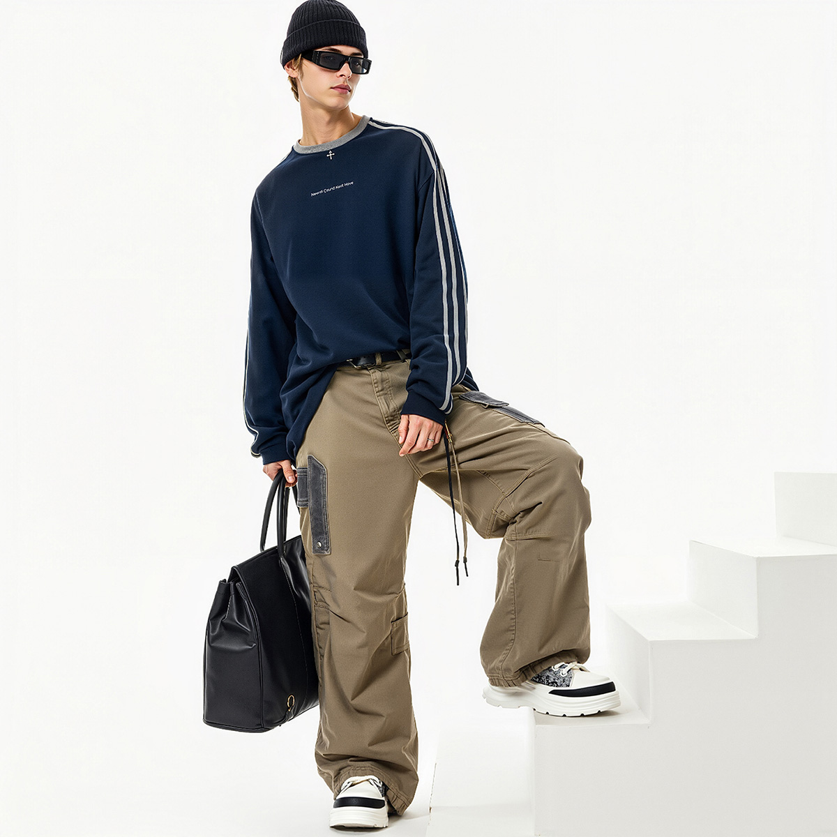 Mens Multi Tone Blend Glitter Knit Platform Sneakers - Image 5