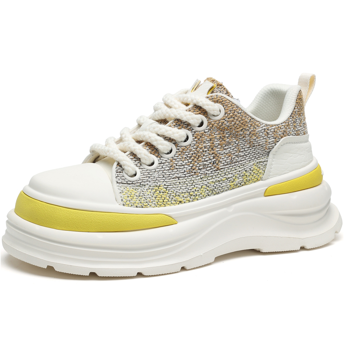 Mens Multi Tone Blend Glitter Knit Platform Sneakers - Image 2