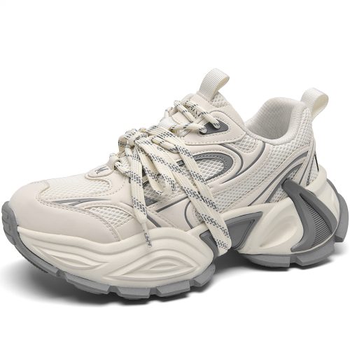 Mens Panelled Breathable Chunky Dad Sneakers with Dual Cord Design