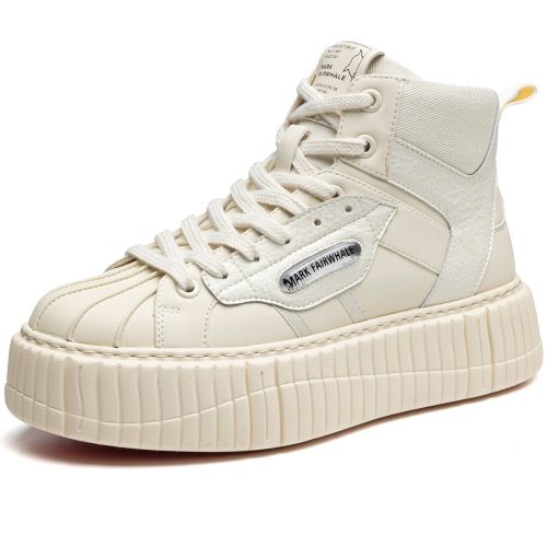 Mens Platform High Top Skate Shoes with Sleek Linear Panels