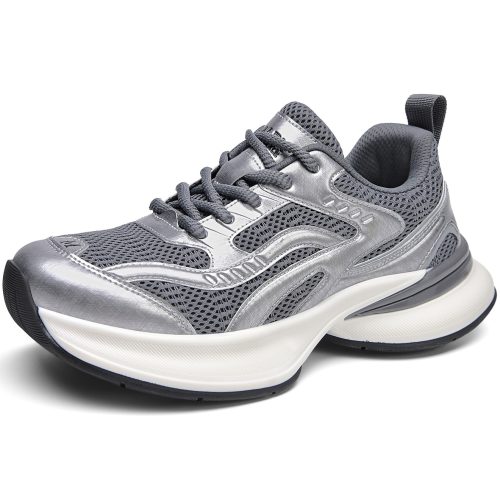 Mens Platform Sneakers Synthetic Leather Mesh Paneling with M Logo on Toe Cap