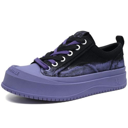 Mens Purple and Black Color Block Platform Skate Shoes