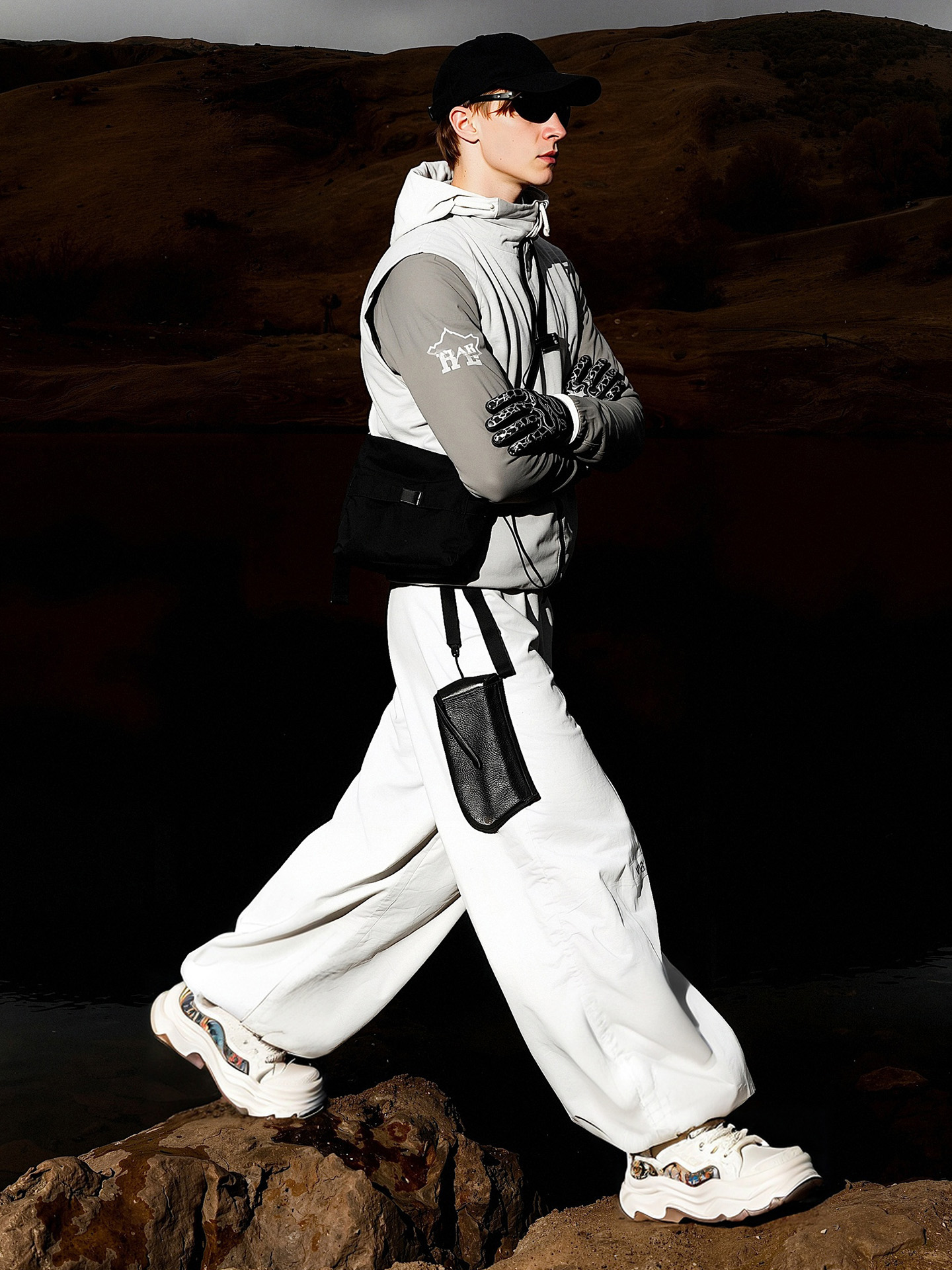 Mens Retro Color Block Wavy Chunky Skate Shoes with Embroidery - Image 8