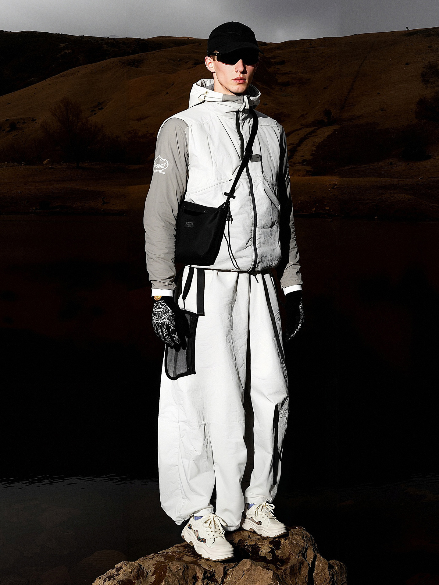 Mens Retro Color Block Wavy Chunky Skate Shoes with Embroidery - Image 7