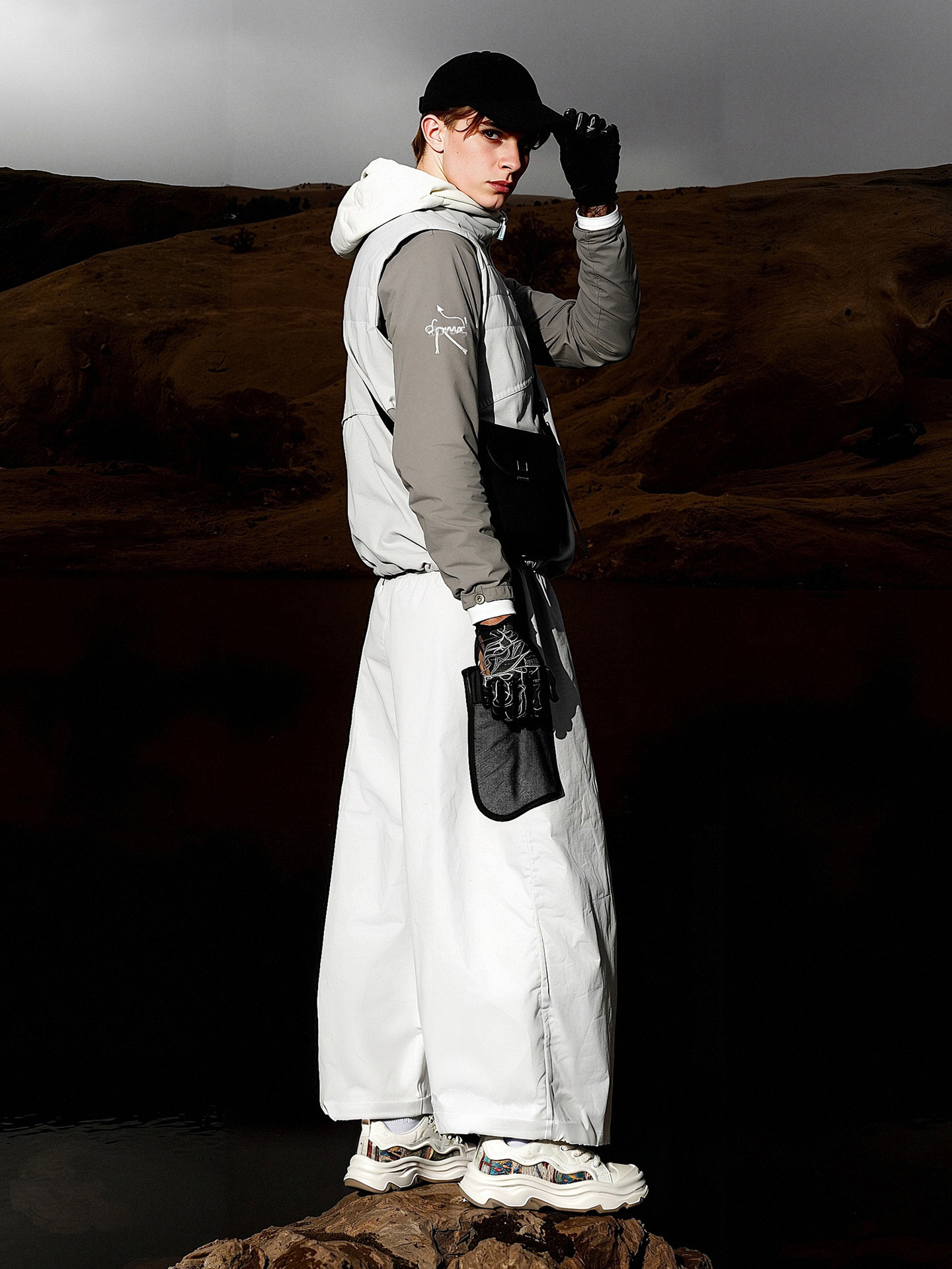 Mens Retro Color Block Wavy Chunky Skate Shoes with Embroidery - Image 6