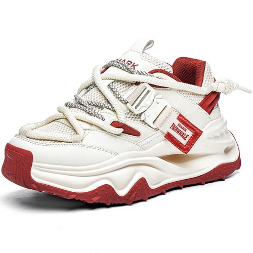 Mens Round Rope Laces Sneakers with Metal Side Release Buckle and Decorative Laces