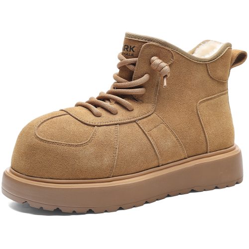 Mens Round Toe Fluffy Faux Fur Short Snow Boots